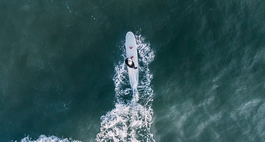 Praia do Leblon, Rio de Janeiro: Um Guia Completo 2 Surfe e Stand-Up Paddle, foto tirada por drone.