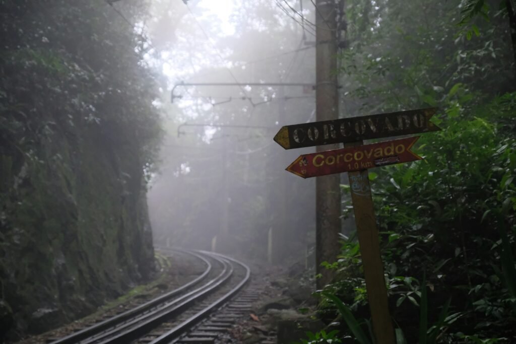 O que Fazer no Parque da Tijuca: Trilhas, Mirantes e Cachoeiras 1 Foto trilhos do trem do corcovado no parque da tijuca.