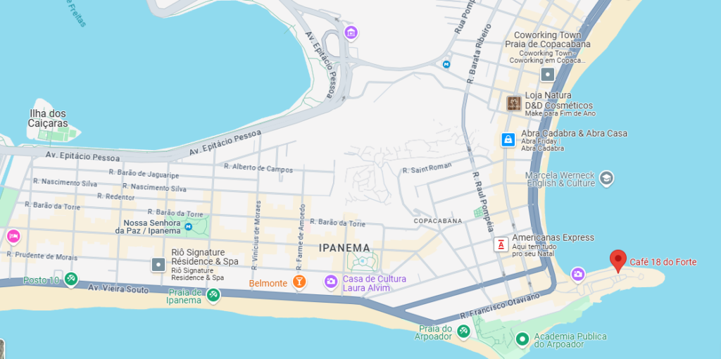 Café 18 do Forte: O Melhor Café de Copacabana 3 Imagem do google maps mostrando onde fica o Café 18.