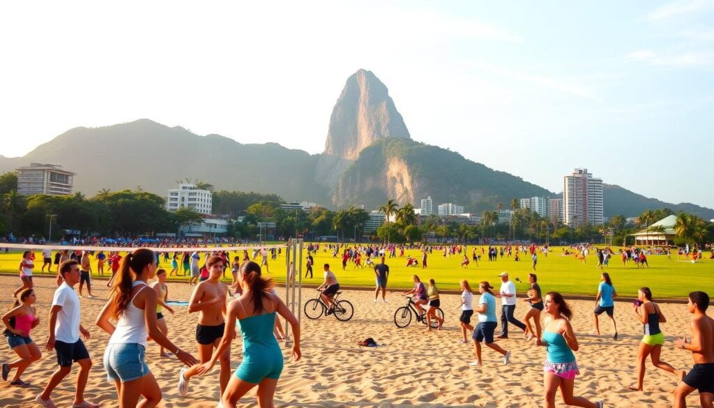 Aterro do Flamengo: O Refúgio Verde com Vista para a Baía de Guanabara 2 Pessoas jogando e se divertindo no aterro do flamengo, RIo.